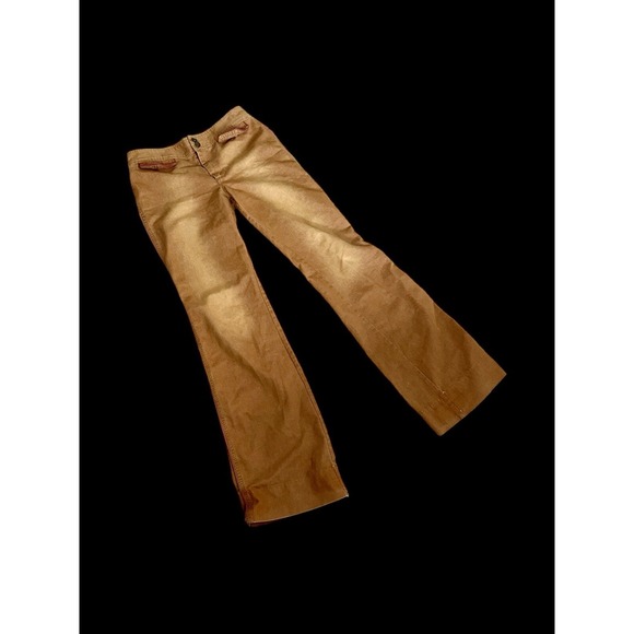 Marc Jacobs Workwear Flare Pants Sz 10 Cotton Denim Beige Camel Designer 30Wx33L